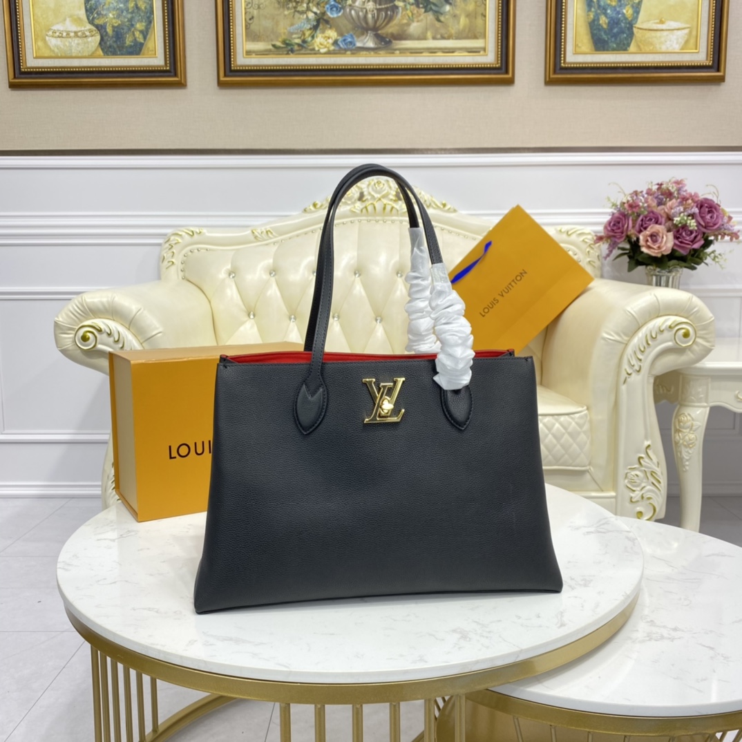 Louis Vuitton LOCKME SHOPPER Shoudler Bag M57345 Black